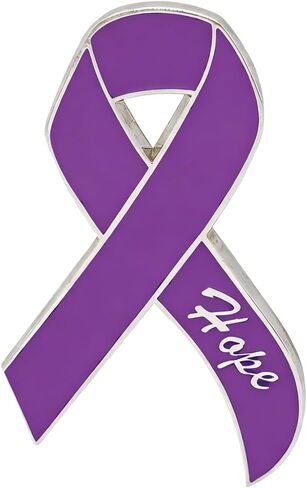 Purple Ribbon Hope Awareness Pin, 0.8x1.37 Inch Hard Enamel Lapel Pin for Pancreatic Cancer, Domestic Violence, Alzheimer’s & Lupus Support, Inspirational Hope Ribbon Badge for Survivors & Advocates in Saudi Arabia
