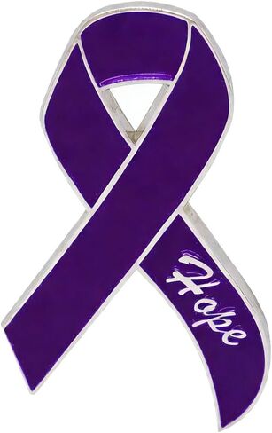 Purple Ribbon Hope Awareness Pin, 0.8x1.37 Inch Hard Enamel Lapel Pin for Pancreatic Cancer, Domestic Violence, Alzheimer’s & Lupus Support, Inspirational Hope Ribbon Badge for Survivors & Advocates in Saudi Arabia