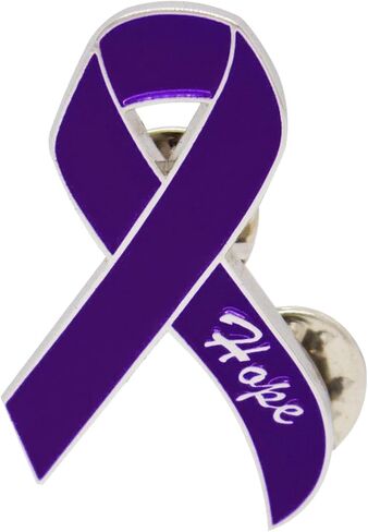 Purple Ribbon Hope Awareness Pin, 0.8x1.37 Inch Hard Enamel Lapel Pin for Pancreatic Cancer, Domestic Violence, Alzheimer’s & Lupus Support, Inspirational Hope Ribbon Badge for Survivors & Advocates in Saudi Arabia