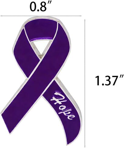 Purple Ribbon Hope Awareness Pin, 0.8x1.37 Inch Hard Enamel Lapel Pin for Pancreatic Cancer, Domestic Violence, Alzheimer’s & Lupus Support, Inspirational Hope Ribbon Badge for Survivors & Advocates in Saudi Arabia