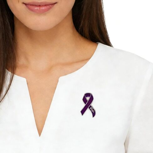 Purple Ribbon Hope Awareness Pin, 0.8x1.37 Inch Hard Enamel Lapel Pin for Pancreatic Cancer, Domestic Violence, Alzheimer’s & Lupus Support, Inspirational Hope Ribbon Badge for Survivors & Advocates in Saudi Arabia