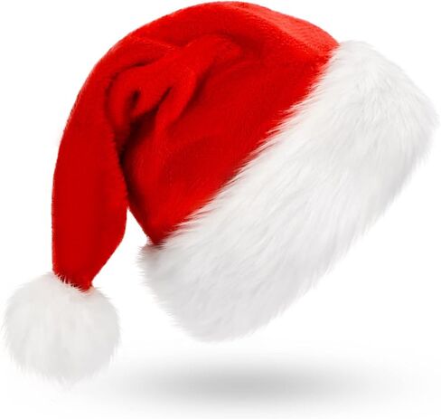 BOSONER Christmas Hat,Santa Hat,Xmas Holiday Hat for Adults,Unisex Velvet Comfort Christmas Hats Extra Thicken Classic Fur for Christmas New Year Festive Holiday Party Supplies in Kuwait