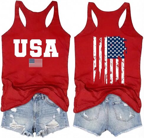 American Flag Tank Top Women USA Graphic T-Shirts 4th of July Sleeveless Tees Patriotic Tanks in Kuwait