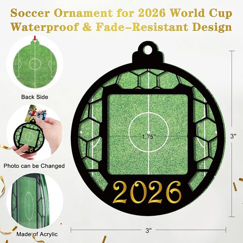 D4DREAM زخرفة كأس العالم لكرة القدم 2026 - إطار صورة أكريليك شخصي تذكار للأطفال مدرب كرة القدم لاعبي كرة القدم المشجعين الرياضيين - هدايا عشاق الرياضة هدايا تزيين شجرة عيد الميلاد للنساء والرجال in Kuwait