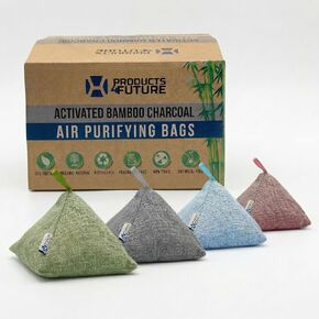 4 Pack of 200g Naturally Activated Bamboo Charcoal Air Purifying Bags | Natural Home Deodorizer Bags | Charcoal Bags Odor Absorber For Pets | Odor Eliminator & Moisture Absorber Air Freshener Bags in Saudi Arabia