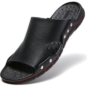 TSIODFO Men's Leather Slide Sandals Summer Open Toe Beach Slippers Shoes in Saudi Arabia