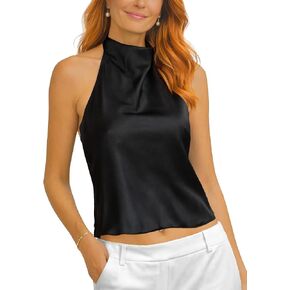 Women's Halter Magnetic Closure – Easy On/Easy Off Quality Satin Sexy Summer Going Out Sleeveless Evening Date Night in Saudi Arabia