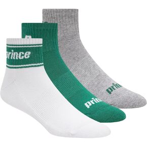 Prince Men's 3-pack Performance Tennis Quarter Crew Socks, Moisture Wicking & Arch Support in Saudi Arabia