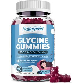 Glycine 3g Gummies, Organic L-Glycine with NAC Supplements for Sleep & Cellular Support, Plus B6, L-Theanine & Taurine for Nerve, Liver Detox & Immune Health, Sugar Free, Vegan, 60 Chews in Saudi Arabia