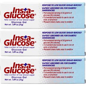 Insta-Glucose Gel, Convenient Fast Acting Glucose for Blood Sugar Support, Cherry Flavor, 1.09 Oz (Pack of 3) in Kuwait