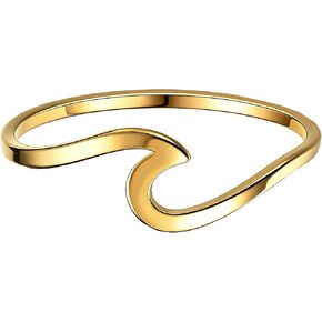 Stainless Steel Ocean Sea Wave Summer Beach Ring Classical Plain Stacking Band Statement Wedding Promise Ring For Women in Kuwait