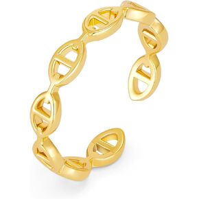 18K Gold Plated Paperclip Link Open Ring - Adjustable Minimalist Chain Ring for Women, Stackable Statement Jewelry in Saudi Arabia