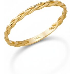 14K Real Solid Gold Ring for Women, Braided Band, Stackable Band for Women, Minimalist Ring (1.65 mm) Size 7 in Saudi Arabia
