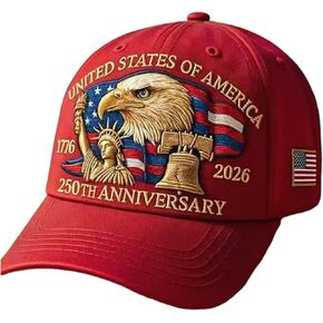 250th Anniversary USA Cap Adjustable Embroidered Hat, American Eagle Liberty Patriotic 1776-2026 Baseball Cap for Men Women in Kuwait