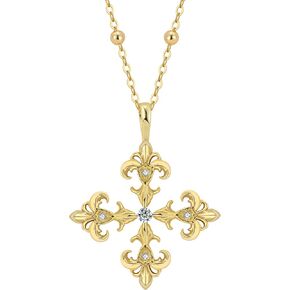 18K Gold Deni Fleur De Lis Cross Necklace Gold in Saudi Arabia