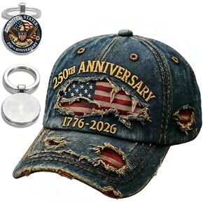 250 Anniversary USA Hat, 2 PCS USA 250th Anniversary Merchandise Set Includes 1776-2026 250th USA Hat and Keychain, 250 USA Merchandise for National Celebrations and Daily Wear Multi in Saudi Arabia