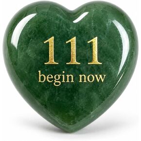 111 Angel Number Rose Quartz Heart Worry Stone - Spiritual Love Crystal Healing Pocket Rock for Women, Polished Heart Shaped Reiki Stone in Saudi Arabia