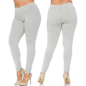 Made in The USA Plus Size Women's Solid Basic Cotton Leggings Heather Grey 3XL in Saudi Arabia
