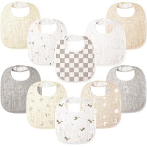 100% Cotton Muslin Baby Bibs 10-Pack Baby Drool Bibs for Unisex Baby Toddlers Infant Newborns Drooling and Teething in Saudi Arabia