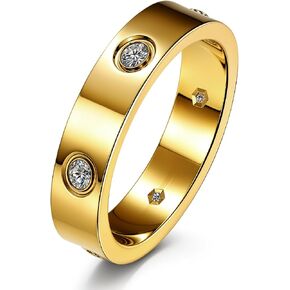 HighSpark Classic 18K Gold Plated Love Ring | Stainless Steel Women Stacking Ring Wedding Band Ring | Lovely Gift in Saudi Arabia