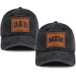 Dad and Mom Hats for Men Women, Leather Adjustable Cotton Fathers Mothers Day Birthday Baseball Caps in Saudi Arabia