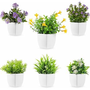 6 Pack Fake Plants Small Artificial Potted Plants Mini Faux Plants Bathroom Accessories for Home Office Desk, Mini Artificial Greenery Plant for Wall Shelves Bookcase Accessories Decoration in Saudi Arabia
