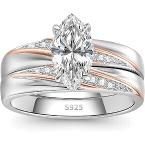 Marquise Moissanite Wedding Bridal Ring Sets for Women, Thickened 925 Sterling Silver Band, 1.5CT D Color VVS1, Engagement Anniversary Promise Rings with Certificate, Ideal Gift for Her in Saudi Arabia
