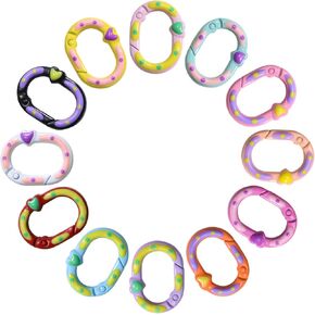 12Pcs Oval Spring Ring Clips,Mini Metal Heart Shape Keyring Purse Clip for for Bag Charms, Purse Charms, and Keychains in Saudi Arabia