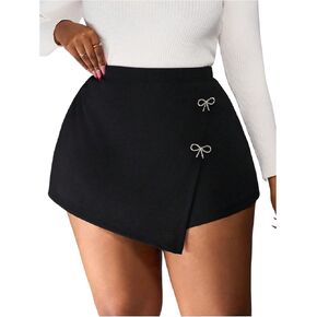 SOLY HUX Women's Plus Size High Waisted Bow Shorts Asymmetrical Wrap Party Skirt Skorts in Saudi Arabia