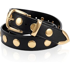 Women Leather Belt Studded Belt for Jeans Dresses Punk Grommet Belts Fashion Waist Belts for Women in Saudi Arabia