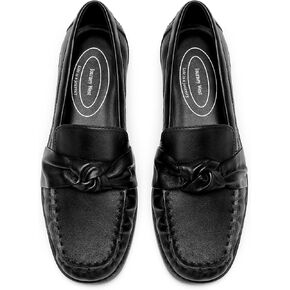 Journey West Women's Soft Sheepskin Loafers - Knotted Slip-On Leather Flats with Non-Slip Rubber Sole in Saudi Arabia
