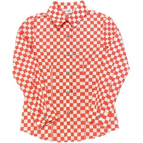Cruel Girl Girls' Long Sleeve Western Snap Shirt - Coral Checkered Print (CTW3371001) in Kuwait