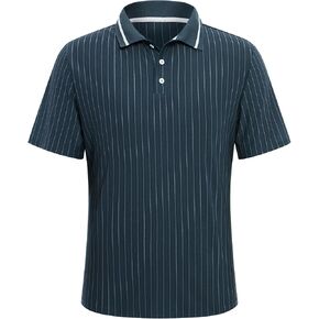 Men's Striped Polo Shirts, Short Sleeve Quick Dry Performance Moisture Wicking Stretch Textured Golf Shirts in Saudi Arabia