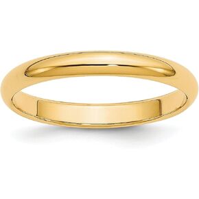 14k Yellow Gold Half-Round 3mm Wedding Band Ring for Men or Women - Classic Domed Solid Polished Band with Rounded Profile - Unisex Plain Gold Jewelry Cast and Engravable for Timeless Commitment in Kuwait