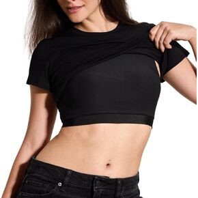 Klassy Cotton T-Shirt Mid Length Brami - Cotton T-Shirt with Built-in Padding, Double Lined, Stretchy Boxy Fit in Saudi Arabia
