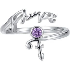 Prince Symbol Ring 18K White Gold Plated Adjustable Prince Symbol Open Ring Vintage Purple Rain Inspired Jewelry Gifts for Women in Saudi Arabia