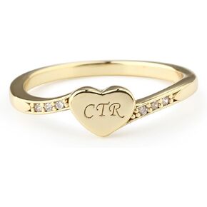 Cherished Moments .925 Sterling Silver Or 14K Gold Plated CTR Heart CZ Ring - LDS Jewelry, Baptism Gift for Kids, Teen or Womens Pinky Ring in Saudi Arabia