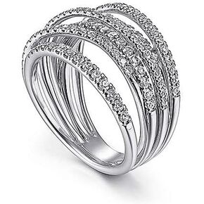 ENDLESSNESS & ETERNITY Intertwined Criss-Cross CZ Cubic Zirconia Multi-Row Twist 14K Gold Plated Wedding Band Ring Chunky Statment Ring in Saudi Arabia