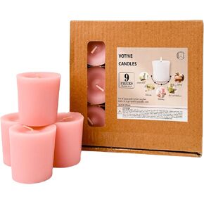 Scented Votive Candles Set of 9 – CW Studio 12 Hour Burn, Sweet Pea & Peony, Citrus Blossom, Garden Mint Fragrances – Pastel Pink, Yellow & Green – Aromatherapy Home Candles in Kraft Paper Gift Box in Saudi Arabia