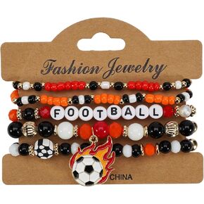 Soyzvteo World Soccer Game-day Cup Bracelet Football Accessories Jewelry Colorful Multilayer Beaded Stretch Bracelets for Women Men in Saudi Arabia