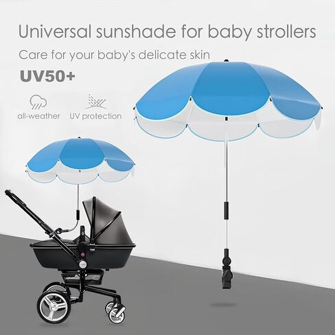 30 Inches Chair Umbrella with Clamp,Waterproof Umbrella Sunshade for Child Outdoor,Bike Wheelchair Umbrella with Holder Clip on Umbrella on Beach Chairs,Strollers,Wheelchairs(Chair Not Include) in Saudi Arabia