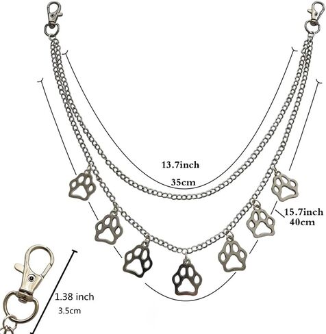 Cute Cat Paw Charm Pant Chain, Simply Paw Print Pendant Jeans Accessories, Hip Hop Layered Belt Chains, Wallet and Bags Chain Pocket Chain in Saudi Arabia