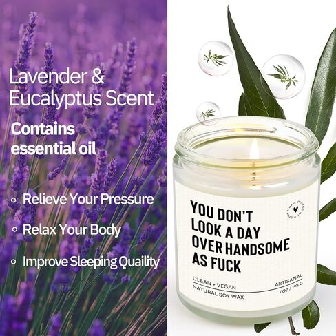 Fathers Day Birthday Gifts for Husband Boyfriend Dad Him, Romantic Anniversary Candle Gifts for Men Boyfriend Husband Fiance, Funny Birthday Gift for Men Brother Friend, Lavender(7oz) in Saudi Arabia