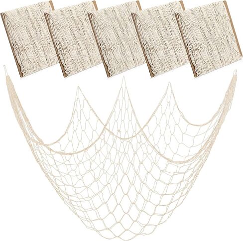 10 PCS Fish Net Decor, 39.4×78.7 Inch Decorative Fishing Net Natural Fish Netting Cotton Nautical Wall Decor for Ocean-Themed Party Accessories, Beach Party Decorations and Photo Display in Kuwait