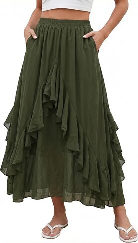 KASBAH Long Renaissance Skirt Ruffled Maxi Skirts Pirate Costume Women Medieval Faire Outfit Flowy Flamenco Victorian Style in Saudi Arabia
