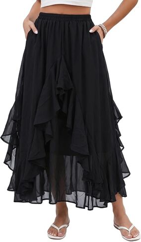 KASBAH Long Renaissance Skirt Ruffled Maxi Skirts Pirate Costume Women Medieval Faire Outfit Flowy Flamenco Victorian Style in Saudi Arabia