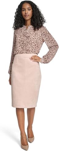 Tommy Hilfiger Women's Solid Faux Suede Midi Pencil Skirt in Kuwait