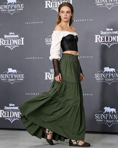 L'VOW Women's Tiered Maxi Flowy Skirt Renaissance Pirate Long Skirt in Kuwait