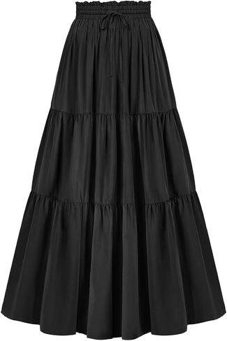 L'VOW Women's Tiered Maxi Flowy Skirt Renaissance Pirate Long Skirt in Kuwait