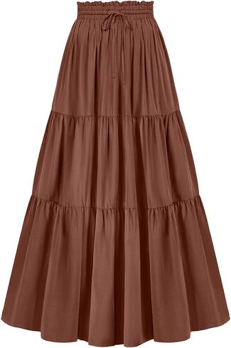 L'VOW Women's Tiered Maxi Flowy Skirt Renaissance Pirate Long Skirt in Kuwait